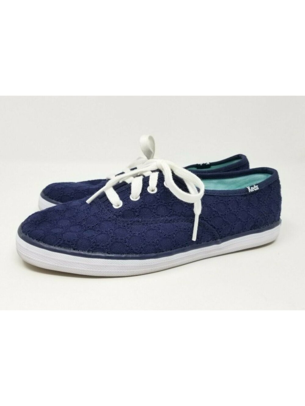 Keds Champion Eyelet Womens 5.5 Blue Lace Low Top Sneakers Classic Shoes WF54548